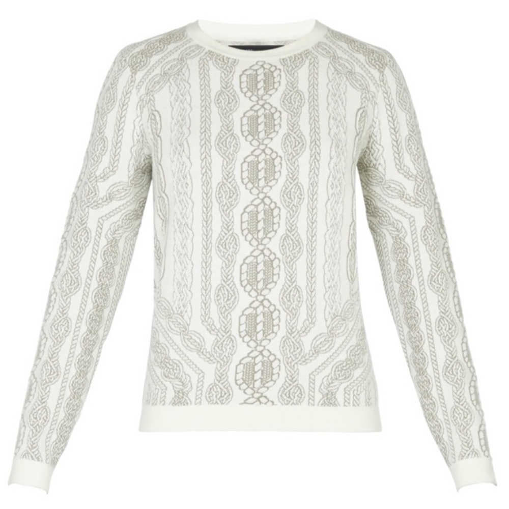 BCBGMaxAzria Robbin Jacquard Cream Sweater Size Medium